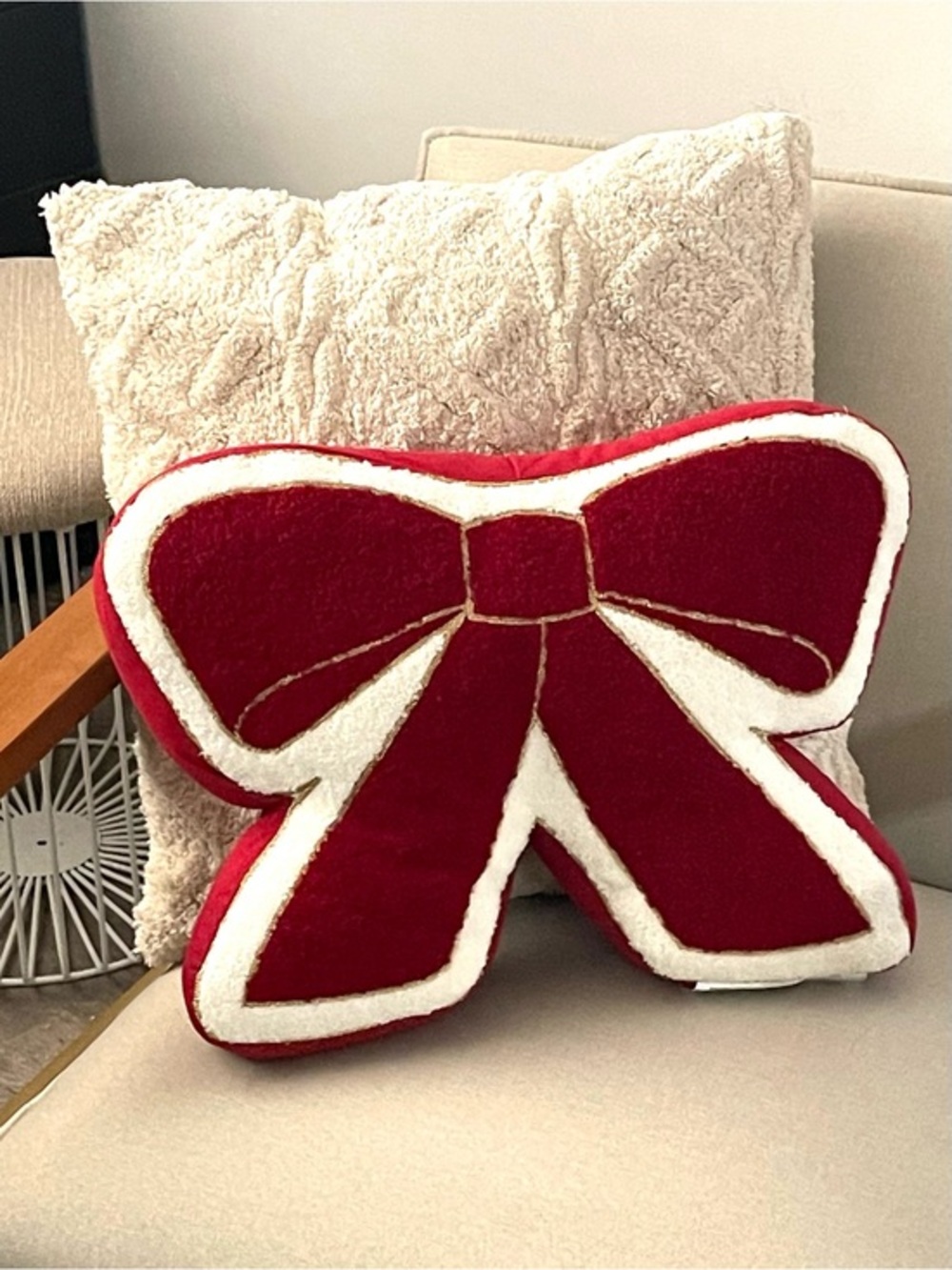 Holiday Red Bow Decorative Pillow by Palm Harbor Home